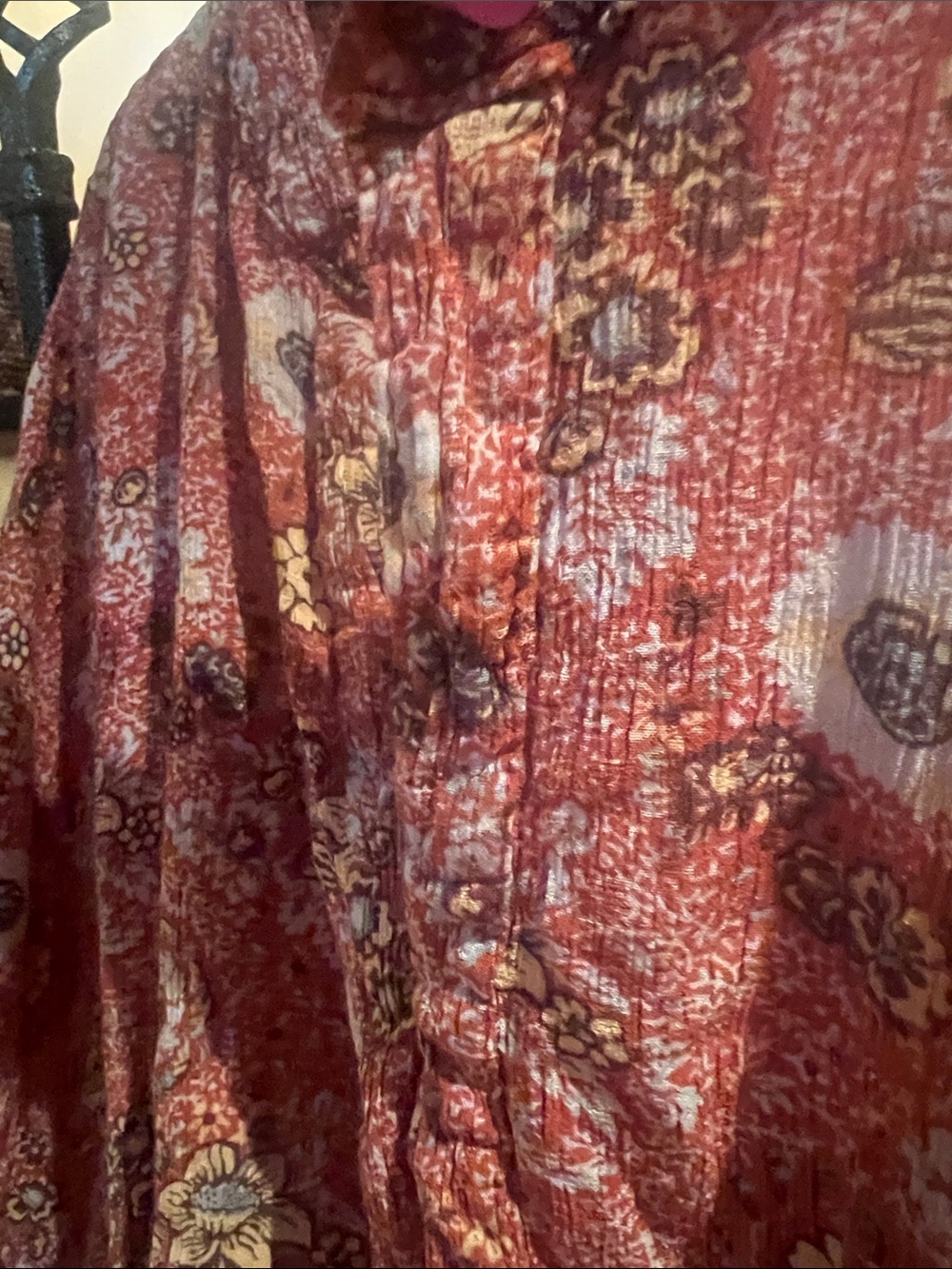 Nicole Miller Rust Floral Wrap Crop Top - Picture 6 of 8